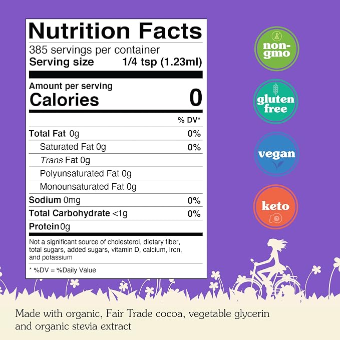 NuNaturals Stevia Syrup, Sugar-Free Sweetener, Plant-Based Sugar Substitute, Zero Calorie, Chocolate Flavor Syrup, 16 oz - Image 2