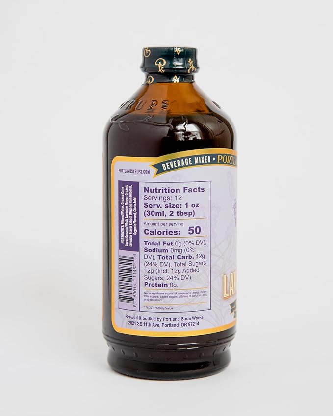 Portland Syrups Lavender Syrup - Premium Beverage Concentrate for Delicious Cocktails, Tea, Soda, Coffee Drinks, Baking, and More - 12 oz with 24 Servings (Pack of 1)