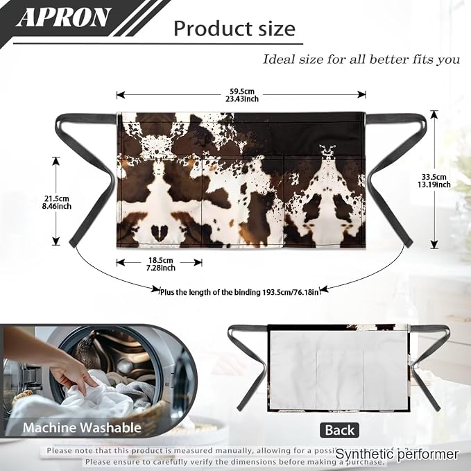 Waist Apron with 3 Pockets Waterproof 13 Inch Short Half Waist Aprons Women Men Server Aprons Waitress Waiter Apron - Image 7