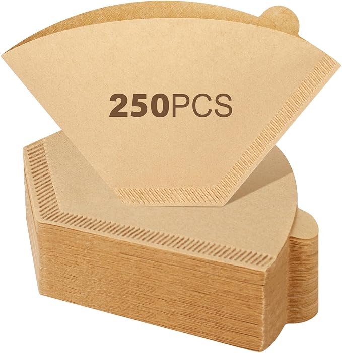 250 Count #2 Coffee Filters 2-4 Cup, Premiun Unbleached Natural Coffee Paper Filters, No Blowout, Disposable Coffee Filter Cone Paper for Pour Over and Drip Coffee Maker