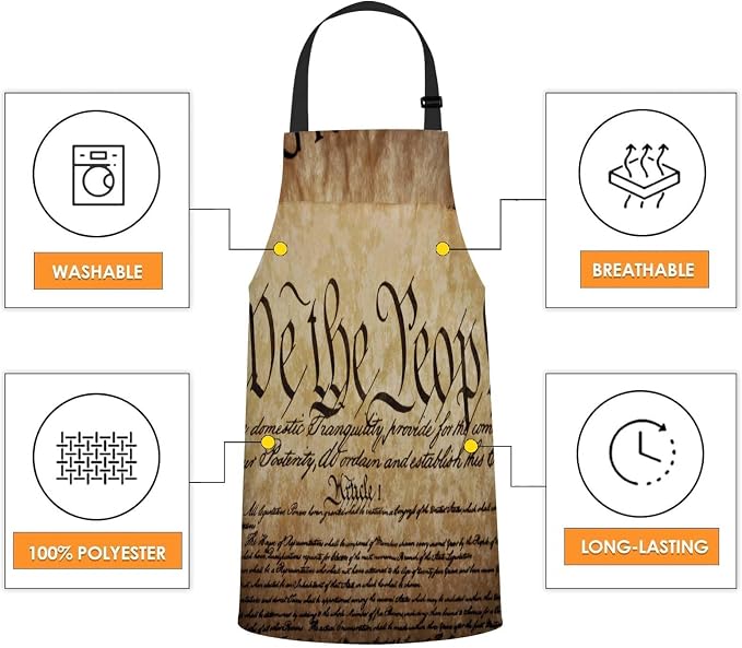 The Constitution for the United States of America Apron for Women Men, Adjustable Apron Cooking Kitchen Chef Apron for Home Kitchen, Baking Gardening BBQ, Coffee House, Restaurant - Image 4