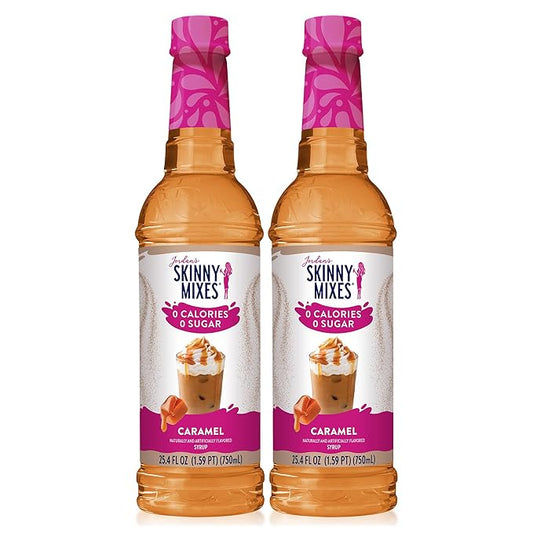 Jordan’s Skinny Mixes Sugar Free Coffee Syrup, Caramel Coffee Flavoring Syrup, Zero Calorie Drink Mix, Lattes, Baking, Protein Shake or Cocktail, Dairy & Gluten Free, Kosher, 25.4 Fl Oz, 2 Pack