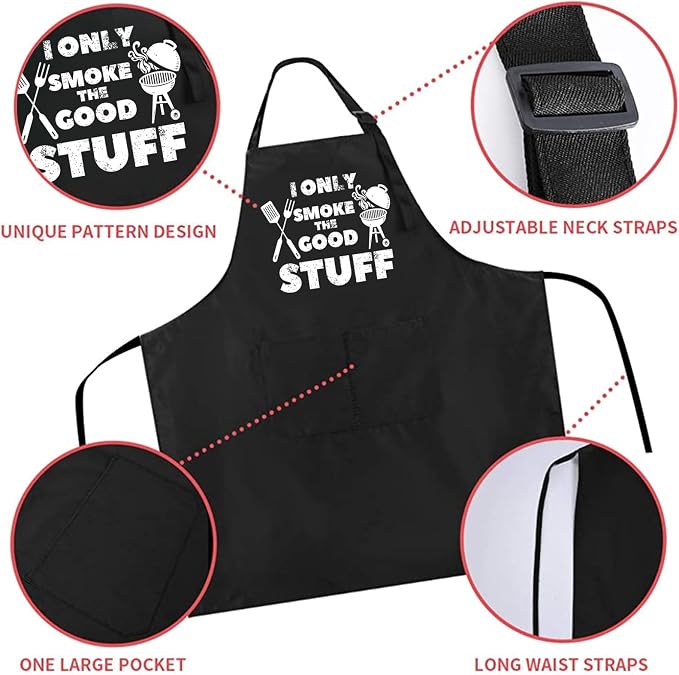 Rosoz Funny BBQ Black Chef Aprons for Men, Adjustable Kitchen Cooking Aprons for Men, Dad, Husband - Birthday, Father's Day - Image 6