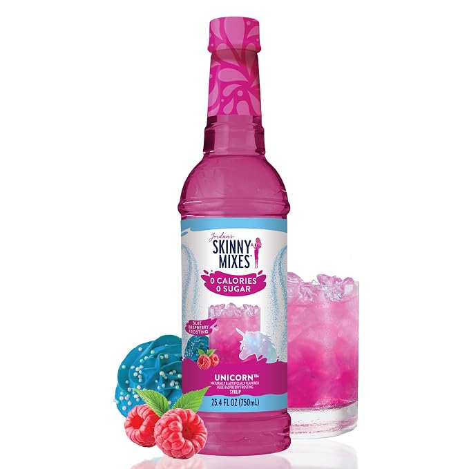 Jordan's Skinny Mixes Sugar Free Syrup, Unicorn Flavor, Fruit Flavored Water Enhancer, Drink Mix for Iced Tea, Lemonade, Drinks, Low Calorie Water Flavoring, Dairy & Gluten Free, Kosher, 25.4 Fl Oz by JordansSkinnyMixes