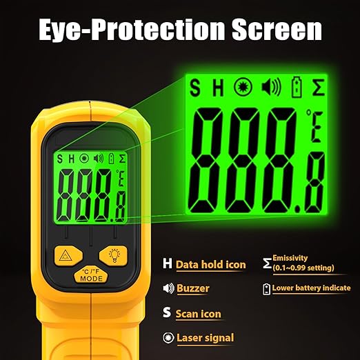 FKM Infrared Thermometer Gun High Precision 13-Point Laser Non-Contact Laser Temperature Gun,-58°F~1112°F,Digital IR Temp Gun for Cooking,Griddle,Oven,Food,HVAC,Automotive,Industrial Tool-2026 Upgrade