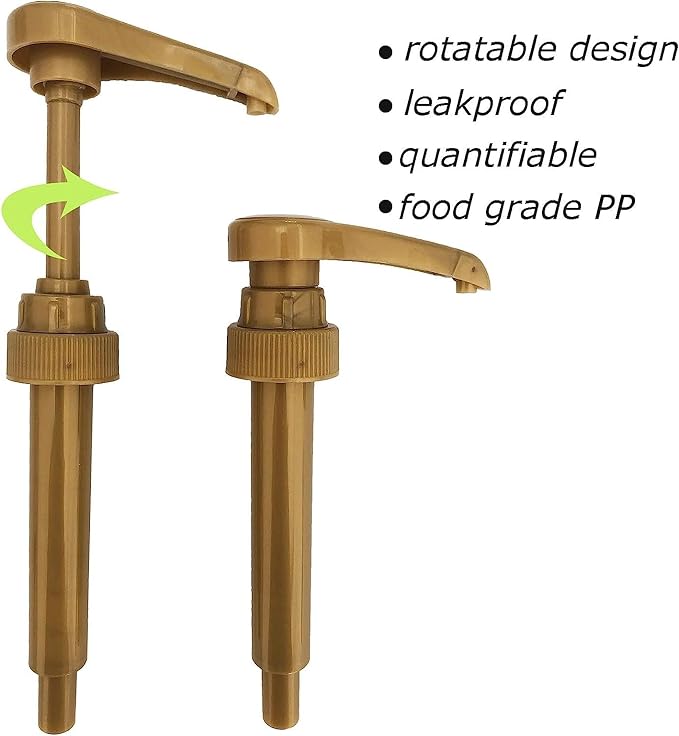 Syrup Pump Compatible with Torani, DaVinci and Skinny (Set of 2) - fits bottles (25.4 oz-750ml) (Gold) - Image 3