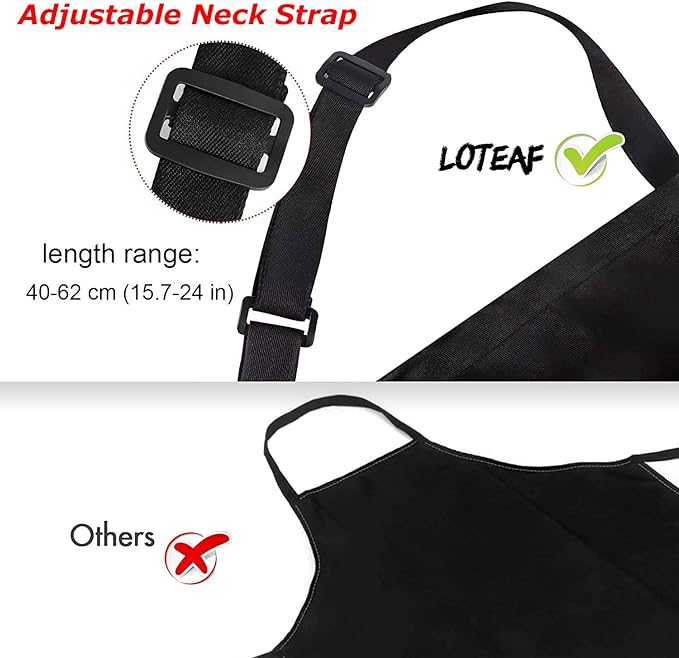 4 Packs Chef Apron, Black Waterproof Apron, Adjustable Aprons with 2 Pockets for Men Women, Professional Aprons for Kitchen Cooking Gardening Painting Baking Restaurant (Black) - Image 3
