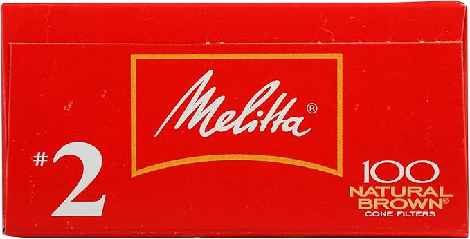 Melitta #2 Cone Coffee Filters, Natural Brown, 100 Count - Fits all 2-6 Cup Cone Coffee Makers and 1-cup Pour-Over Brewers, Compostable, Tear-Resistant, Made in USA