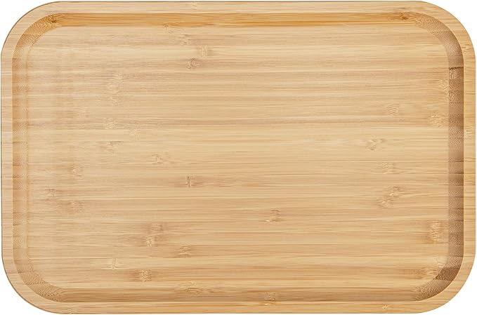 1-Pack Rectangle Bamboo Tray 13.80 * 7.88 * 0.8 in Bamboo Serving Platter for Home, Hotel, Restaurant - Fruit Platters, Coffee, Tea