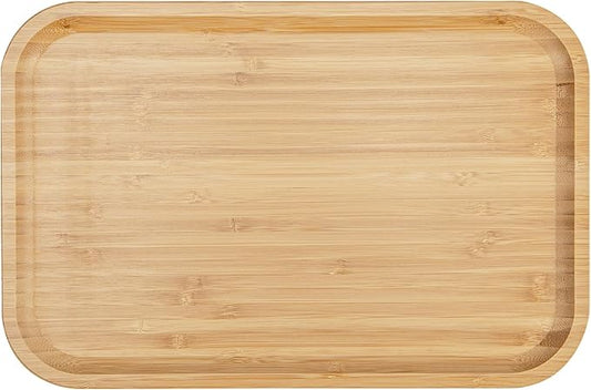 2-Pack Rectangle Bamboo Serving Trays, 13.80×7.88×0.8 Inch Multipurpose Platters for Coffee, Tea & Fruit - Perfect for Home, Hotel & Restaurant