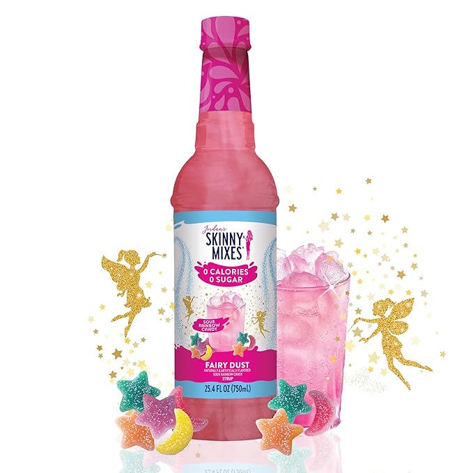 Jordan's Skinny Mixes Sugar Free Syrup, Rainbow Candy, Fruit Flavored Water Enhancer, Drink Mix for Iced Tea, Lemonade, Drinks, Low Calorie Water Flavoring, Dairy & Gluten Free, Kosher, 25.4 Fl Oz by JordansSkinnyMixes