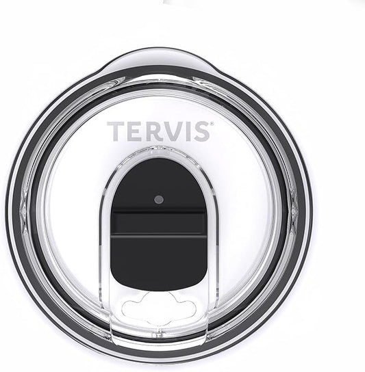 Tervis Slider Lid Made in USA Double Walled Insulated Tumbler Travel Cup Keeps Drinks Cold & Hot, Fits 12 & 20oz Stainless Steel, Clear