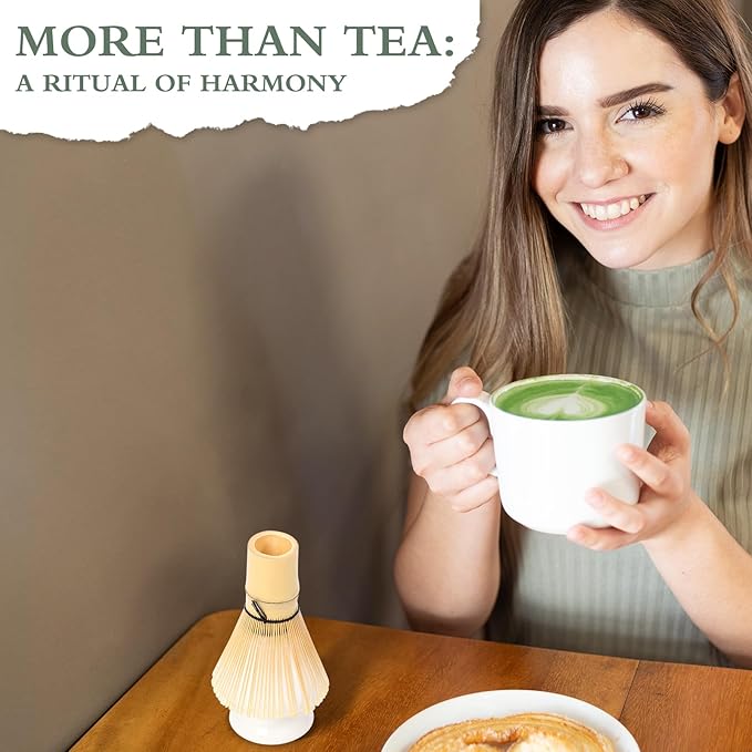 Matcha Whisk with Matcha Whisk Holder Bamboo Whisk Scoop Spoon Unique Gifts for Women Men Girl Friend Home Kitchen Decor Gifts for Tea Enthusiasts White