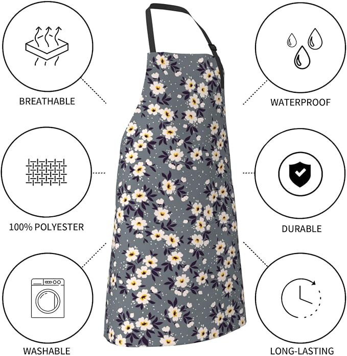 Perinsto Waterproof Apron With 2 Pockets Kitchen Chef Aprons Bibs For Cooking Baking Painting Gardening Grooming - Image 5
