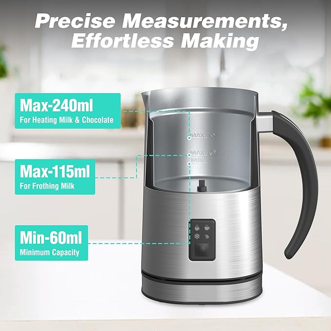 HAUSHOF Milk Frother, 4-in-1 Electric Milk Frother and Steamer, Large Capacity, Hot Chocolate Maker, Automatic Warm and Cold Foam Maker for Coffee, Latte, Macchiato, Cappuccino