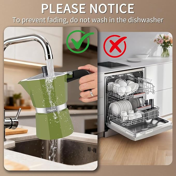 Mongdio Stovetop Espresso Maker Moka Pot, Stove Top Cuban Coffee Maker, Italian Greca Mocha Pot, 12 Espresso Cups, 20 oz - Green