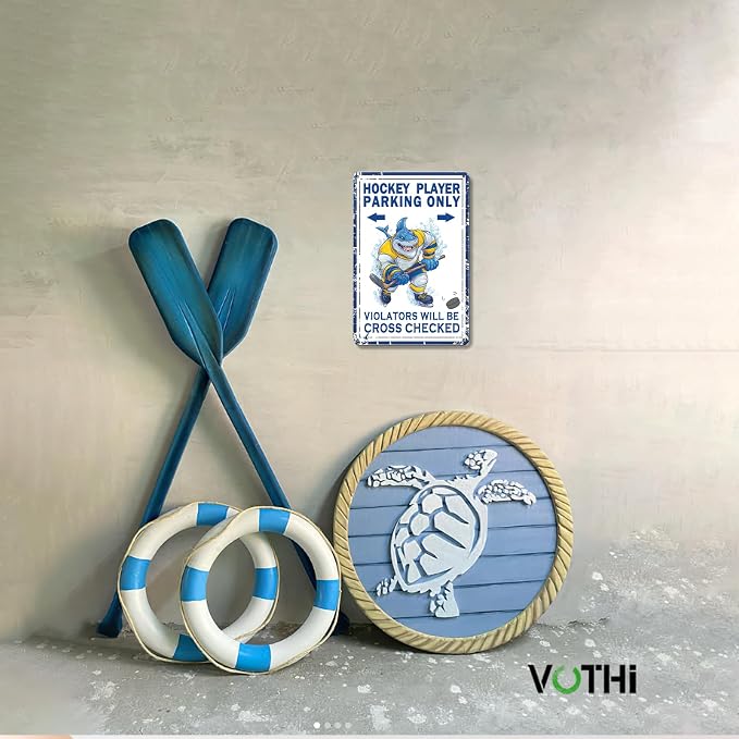 Funny Metal Tin Sign Hockey Sign - Ice Hockey Gifts for Boys Room Decor Birthday Party Favors Stuff Hockey Player Parking Only 8 x 12 Inch - Image 8