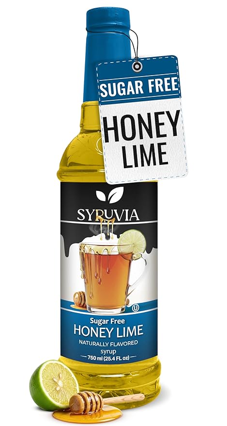 Syruvia Sugar-Free Honey Lime Syrup, Natural Flavors, Syrup for Drinks, Lattes, and Desserts – 25.4 fl oz