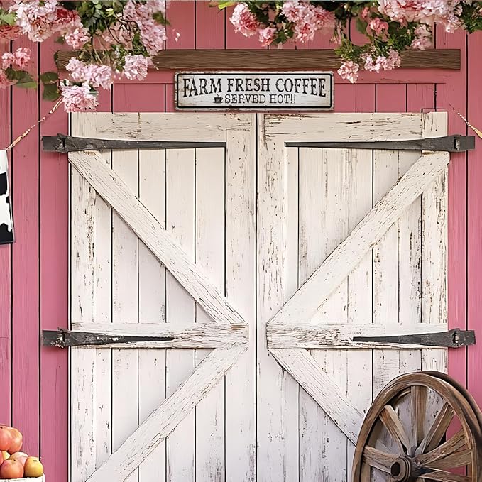 Farmhouse Coffee Sign, Farm Fresh Coffee Served Hot Sign, Rusty Metal Tin Signs 15.8x4 inches, Vintage Wall Decoration, Cafe Decor, Home Kitchen Bar Decor, Decorative Metal Signs