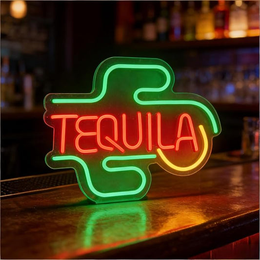 Tequila LED Neon Sign - USB Powered Decorative Neon Light for Bar Home Living Room, Mexican Cocktail Theme Party Wall Table Decoration, 15.7 x 12.6 In by Brighten%E2%80%98Neonawall%E2%80%99NeonSign