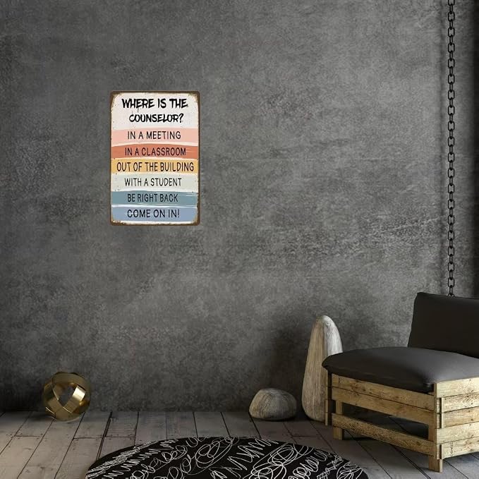 School Counselor Door Sign Where Is The Counselor Counseling Office Decor Art Metal Tin Classroom Rules Signs for Dorm Apartment Doors 12X8 Inch Plaque - Image 2