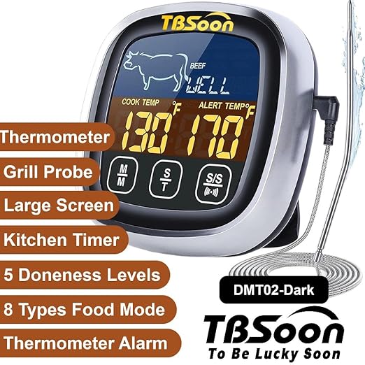 Multifunctional Digital Thermometer for Cooking,Food Thermometer+Thermometer Alarm+Kitchen Timer,Large Color Screen,Instant Read,Fast Response,grill bbq accessories,Kitchen Oven Meat Thermometer-DMT02
