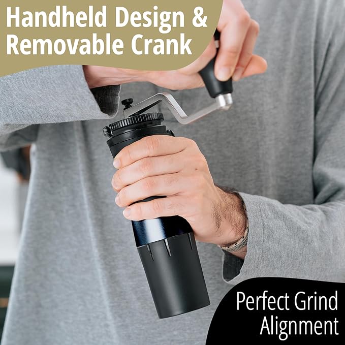 The Royal Coffee Grinder, by Flair Espresso: An all-manual hand burr grinder with hardened steel conical burrs for any coffee brewing method