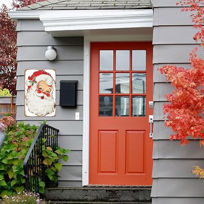 90s Vintage Christmas Decor Santa Claus Metal Sign Retro Christmas Tin Sings for Garden Yard Porch Bedroom Kitchen Decor 8 X 12 inch - Image 2