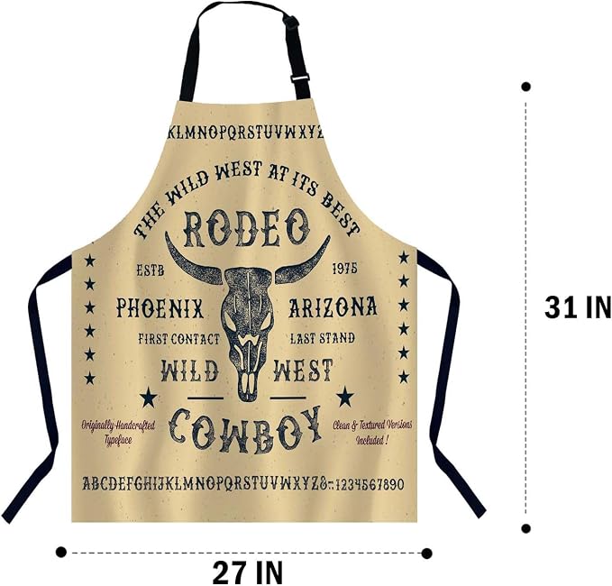 Vintage Rodeo Cowboy Chefs Apron, Cooking and Baking Apron for Men and Women, Kitchen Apron, Butchers Apron, BBQ & Catering Bibs - Image 2