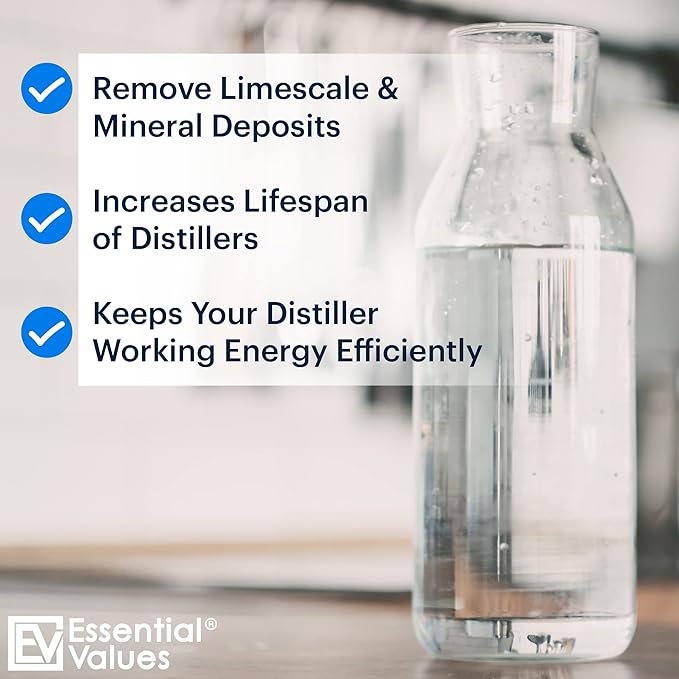 Essential Values Universal Descaler - Espresso Descaling Solution - Coffee Machine Cleaner - Critic Acid Tea Kettle Urn Water Distiller Cleaner - Manufactured in USA - 2 Pack - Image 5