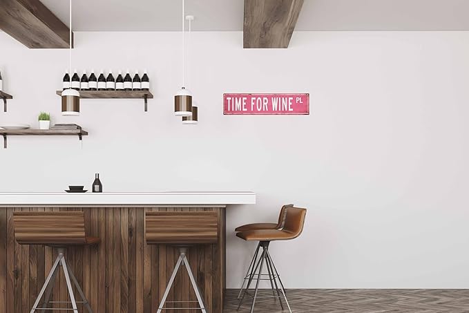Vintage Tin Sign Retro Metal Time For Wine Signs For Home Decor Stylish Wall Art Plaques Gift For Home Bathroom Kitchen And Gothic Wall Decor In Every Room 4x16 In
