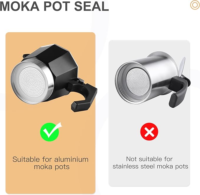 wedrink 1 Filter and 3 Silicone Gasket Seals Replacement for Aluminium Moka Pot and Stovetop Espresso Coffee Maker (6 Cup)