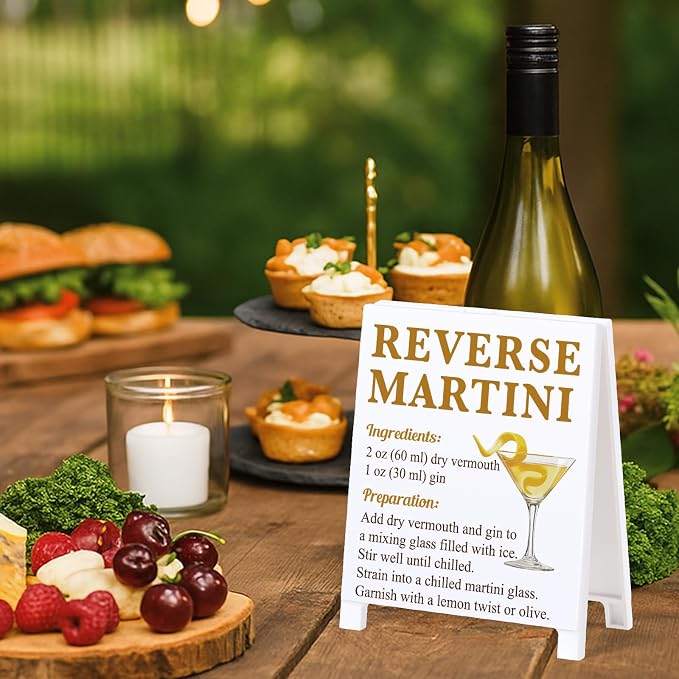 Reverse Martini Recipe Rustic Bar Decor for Home Cafe Farmhouse Cocktail Sign for Kitchen Bar Cart Accessories Mixology Christmas Gift for Bartender Men Women Couple - 5.59 x 4.33 inch Acrylic Sign - Image 3