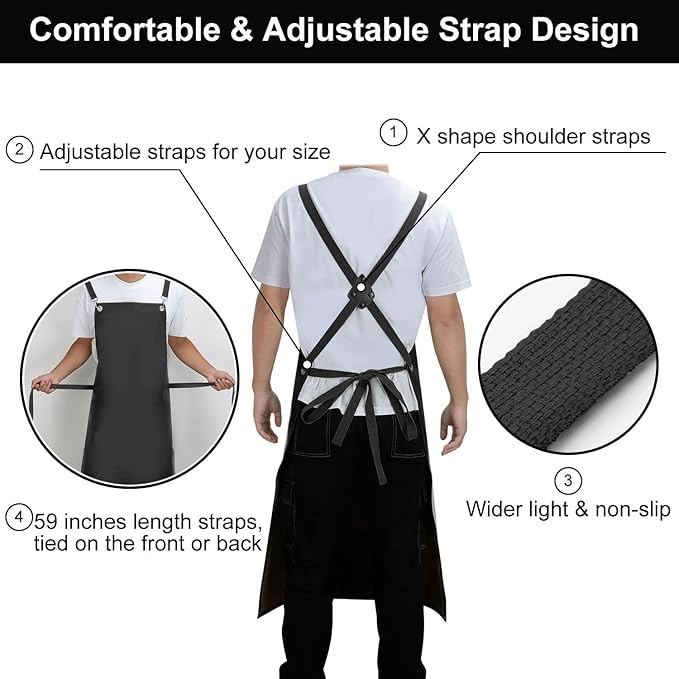 SHEOMERN Waterproof Apron 2-Pack - 43" Heavy Duty Chemical Resistant with X-Straps - for Dishwashing, Butchering, Lab Work, Pet Grooming