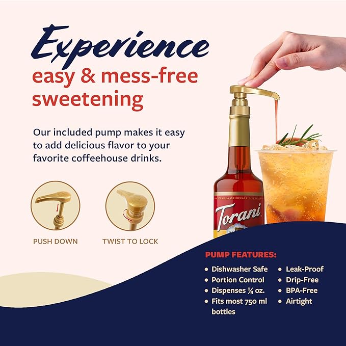 Torani Syrup, Soda Flavors Variety 4-Pack, Blue Raspberry, Lime, Strawberry, and Orange Syrup for Drinks, Glass Bottles, Pumps Included, 25.4 Fl Oz Ea