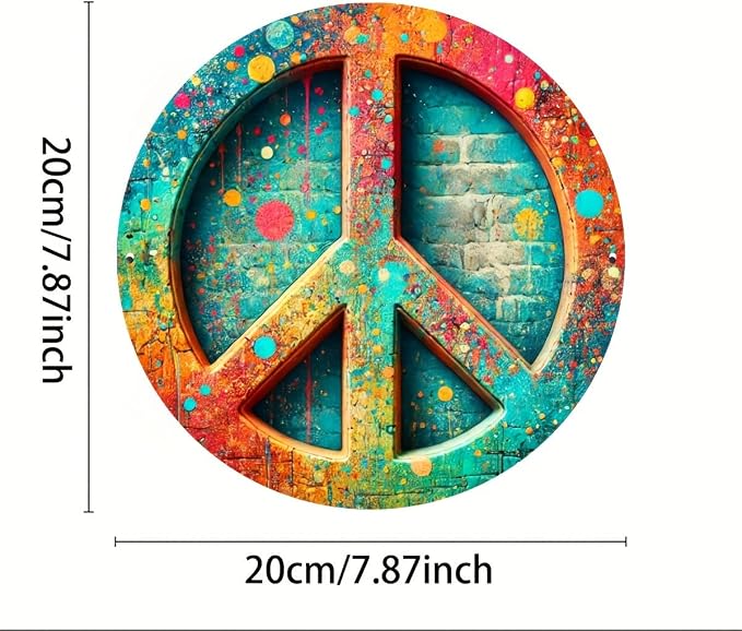 Vintage Peace Sign Metal Tin Wall Art, 8x8" - Perfect for Home, Bar, Cafe & Garage Decor - Image 2