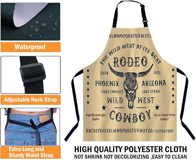 Vintage Rodeo Cowboy Chefs Apron, Cooking and Baking Apron for Men and Women, Kitchen Apron, Butchers Apron, BBQ & Catering Bibs - Image 3
