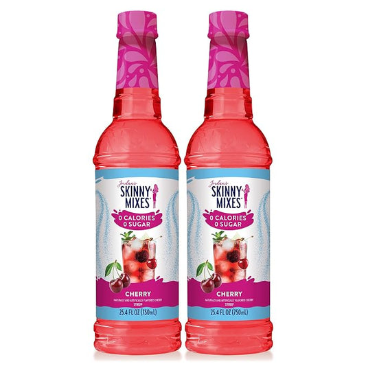 Jordan's Skinny Mixes Sugar Free Syrup, Cherry Flavor, Fruit Flavored Water Enhancer, Drink Mix for Iced Tea, Lemonade, Drinks, Low Calorie Water Flavoring, Dairy & Gluten Free, Kosher, 25.4 Fl Oz, 2 Pack by JordansSkinnyMixes