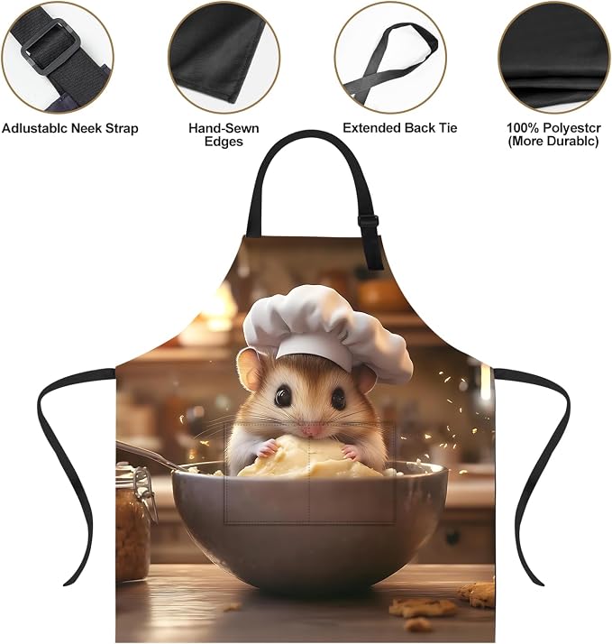 Funny Cat Apron with 2 Pockets Waterproof for Men Women Kitchen Garden Decor - Image 3