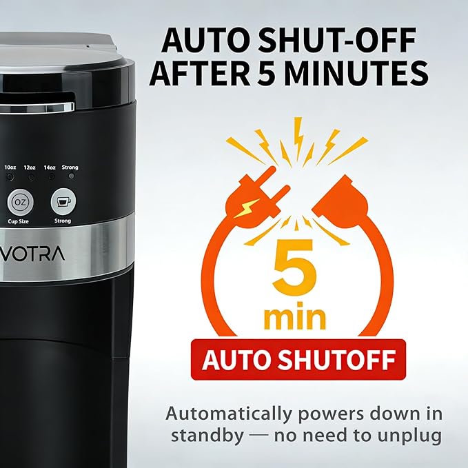 Single Serve Coffee Maker for Pods & Ground Coffee, 6 to 14oz Brew Sizes, Strong Brew Option, Fast Brewing, Compact Design with Removable 40oz Reservoir, Travel Mug Friendly