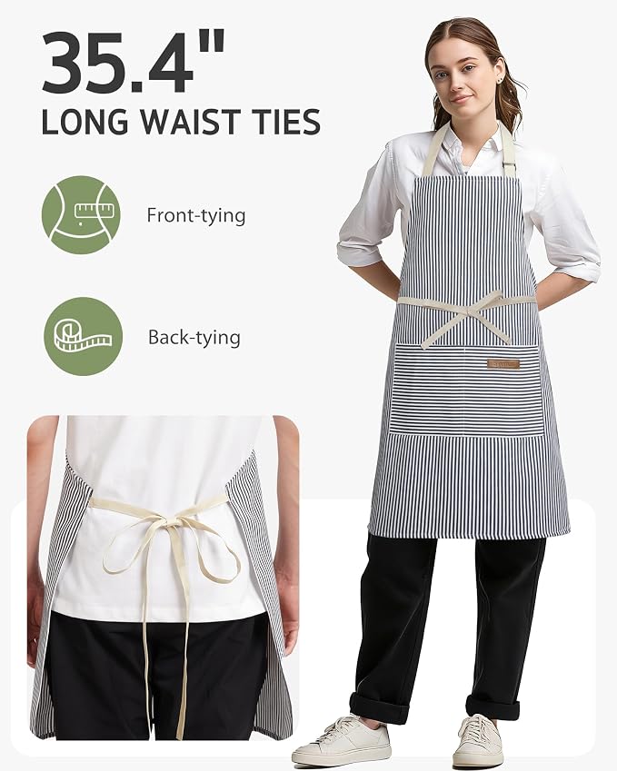 Syntus Apron for Men Women, Adjustable Cooking Kitchen Apron with 2 Pockets | Machine Washable, Firm Stitching, Stain Resistance, Long Tie Straps, 2 Pockets, Versatility, Unisex Use, Gift, BBQ - Image 5