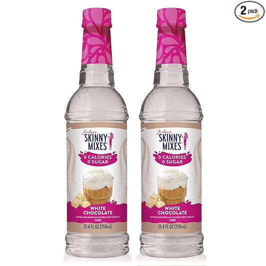 Jordan's Skinny Mixes Syrups Sugar Free Coffee Syrup, White Chocolate Flavor Mix, Zero Calorie Flavoring for Lattes, Protein Shake, Cocktail & More, Gluten Free, Keto Friendly, 25.4 Fl Oz (Pack of 2)