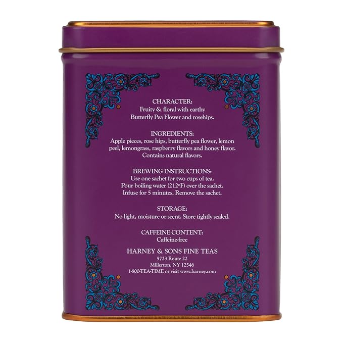 Harney & Sons Indigo Punch, Butterfly Pea Flower Tea with Fruity Flavors, HT Line, 20 sachets