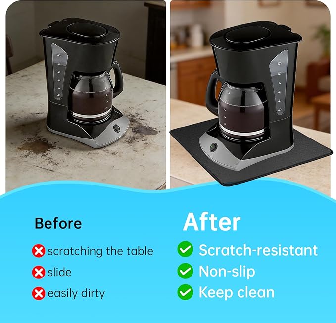 Sliding Mad for Mr Coffee 12 Cup Coffee Maker(SK13-RB) - Absorbent & Anti-Slip Base (13.78"×13.78") - Smooth Glide Accessory Fit for Mr Coffee 12 Cup Drip Coffee Maker, Machines & Pour Over Brewers