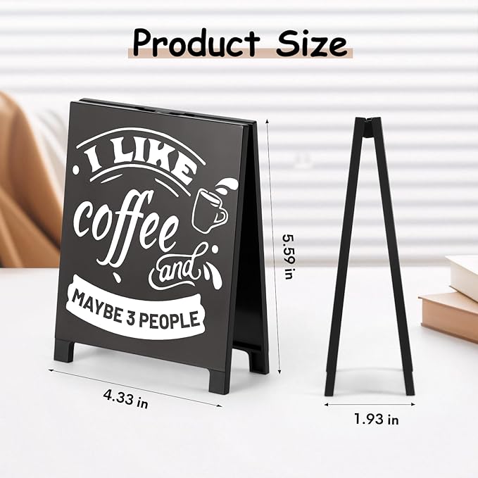 Coffee Bar Accessories Decor: Black Coffee Station Corner Decorations Sign for Kitchen Desk Shelf Tabletop