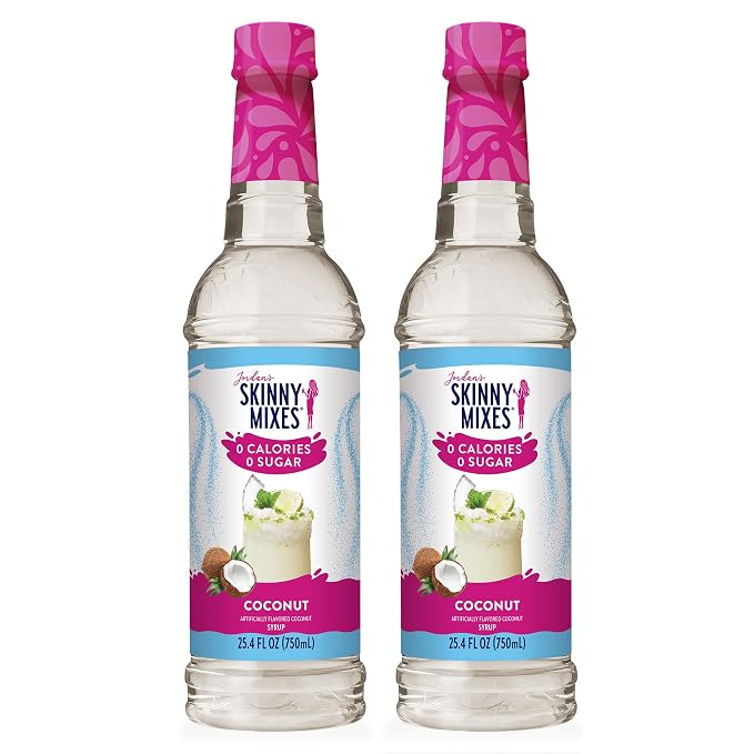 Jordan's Skinny Mixes Sugar Free Syrup, Coconut Flavor, Fruit Flavored Water Enhancer, Drink Mix for Iced Tea, Lemonade, Drinks, Low Calorie Water Flavoring, Dairy & Gluten Free, Kosher, 25.4 Fl Oz, 2 Pack by JordansSkinnyMixes