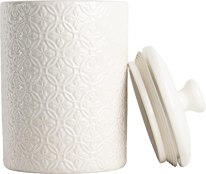 10 Strawberry Street CAN-HMPTN-WHT Kitchen Canister Set, 3 Piece, Hampton White