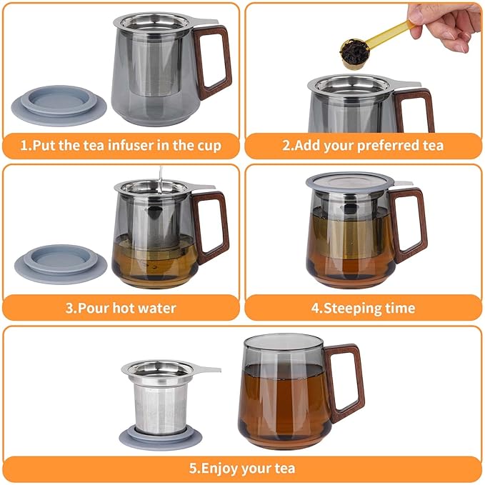 Vaincre Extra Fine Mesh Tea Infuser/Strainer, Stainless Steel Loose Leaf Tea Steeper/Diffuser with Large Capacity Basket and Lid, Fits Teapots, Mugs, Cups
