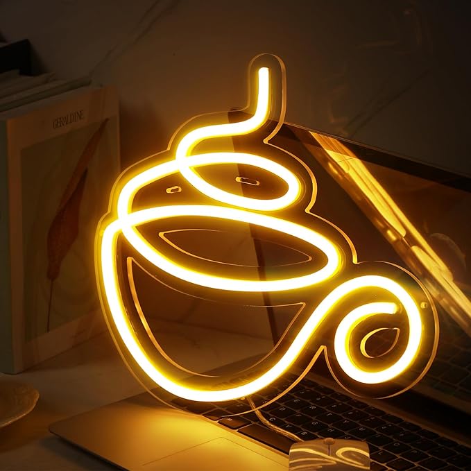 Kathfly Coffee Bar Neon Sign LED Neon Decor Modern LED Wall Sign for Shop Accessories for Cafe Restaurant Pub Art Party Decor(Coffee)