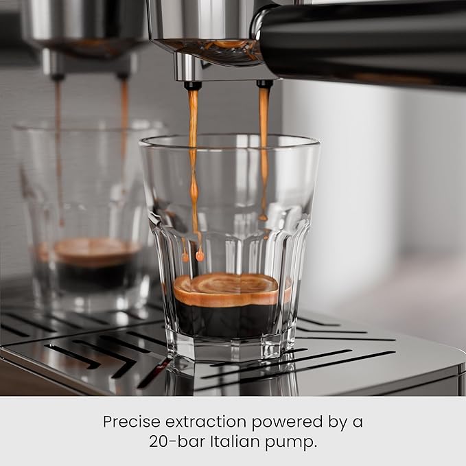 Kismile Espresso Machines with Milk Frother, Professional Espresso Coffee Machines with Removable Water Tank, Cappuccino & Latte Machine with Steam Frother for Home(Stainless Steel)